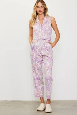 Retro Floral Belted Zip Jumpsuit
