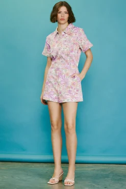 Retro Floral Collared Romper