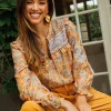 Retro Floral Motif Blouse