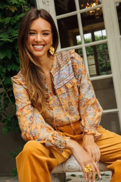 Retro Floral Motif Blouse