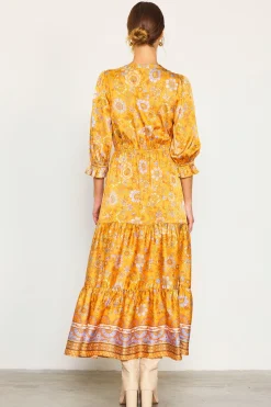 Retro Floral Motif Maxi Dress