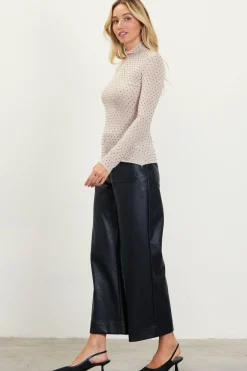 Rhinestone Mesh Mock Neck Top