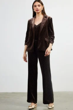 Rhinestone Ruched Velvet Blazer