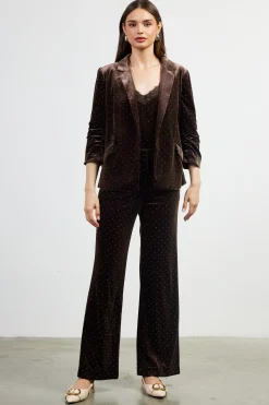 Rhinestone Ruched Velvet Blazer