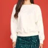 Rhinestone Sleeve Trim Sweatshirt