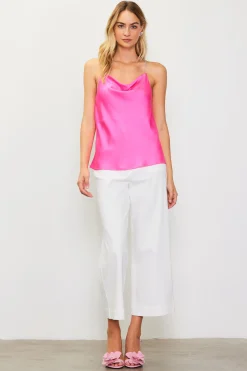 Rhinestone Straps Cowl Halter Cami