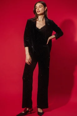 Rhinestone Velvet Flared Pants