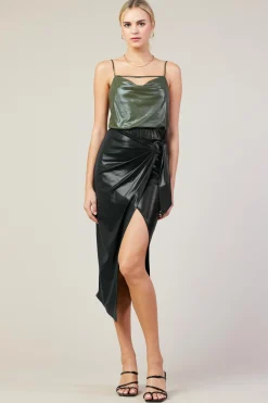 Ring Tie Wrap Midi Skirt