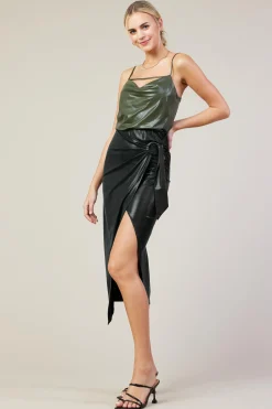 Ring Tie Wrap Midi Skirt