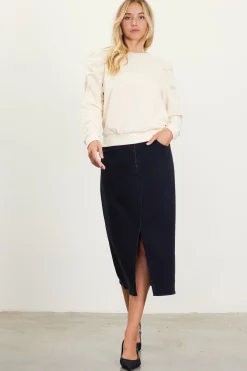 Ruched Sleeves Crewneck Sweatshirt