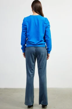 Ruched Sleeves Crewneck Sweatshirt