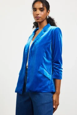 Ruched Velvet Blazer