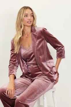 Ruched Velvet Blazer