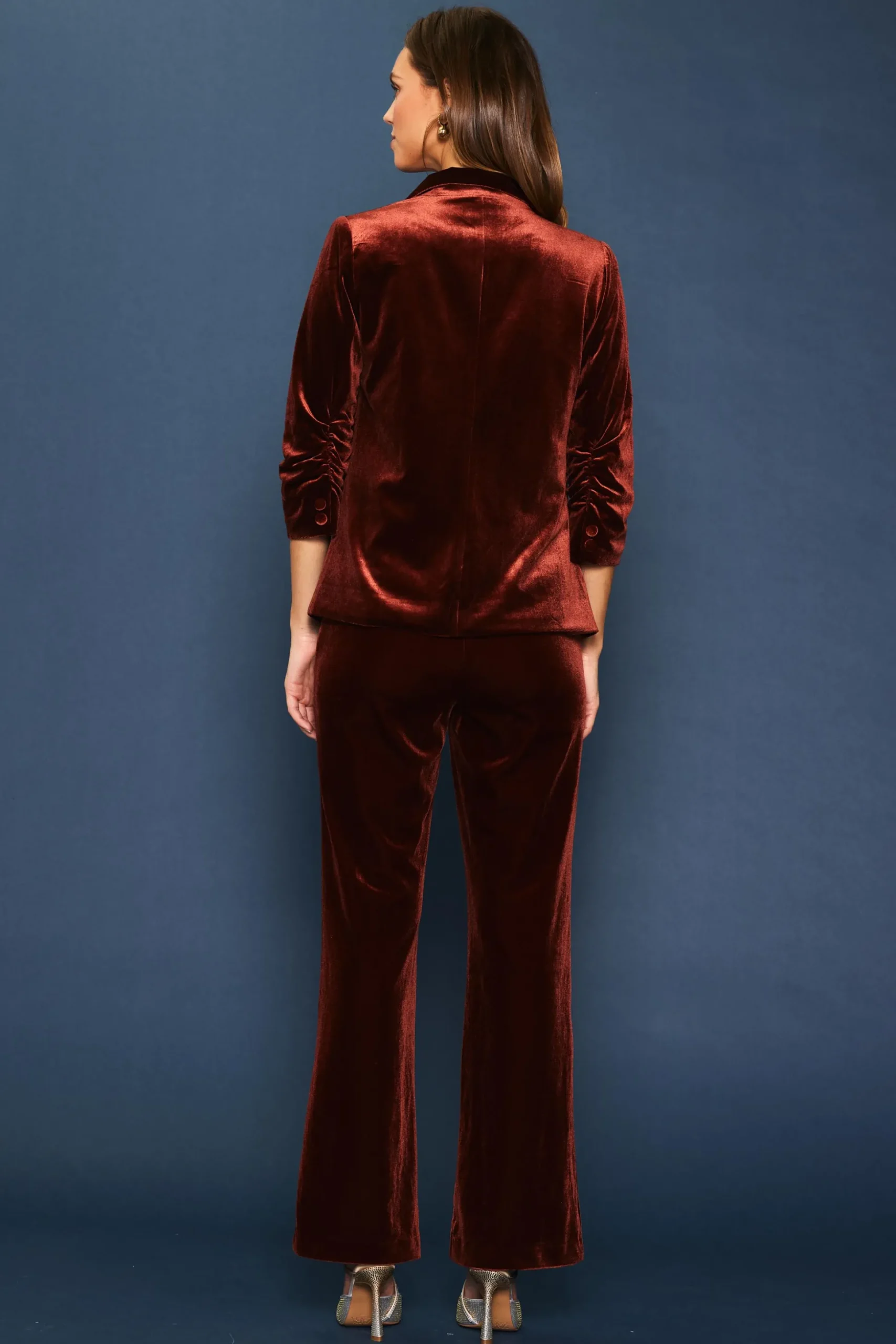 Ruched Velvet Blazer
