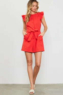 Ruffle Cap Sleeves Romper