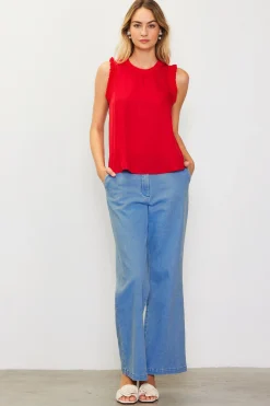 Ruffle Detail Woven Top