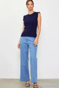 Ruffle Sleeve Knit Top