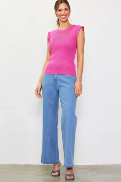 Ruffle Sleeve Knit Top