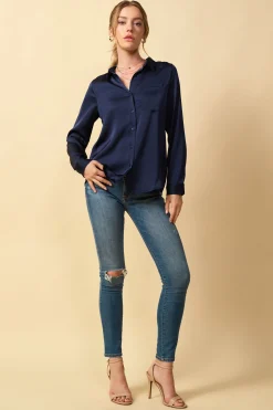 Satin Button Down Shirt