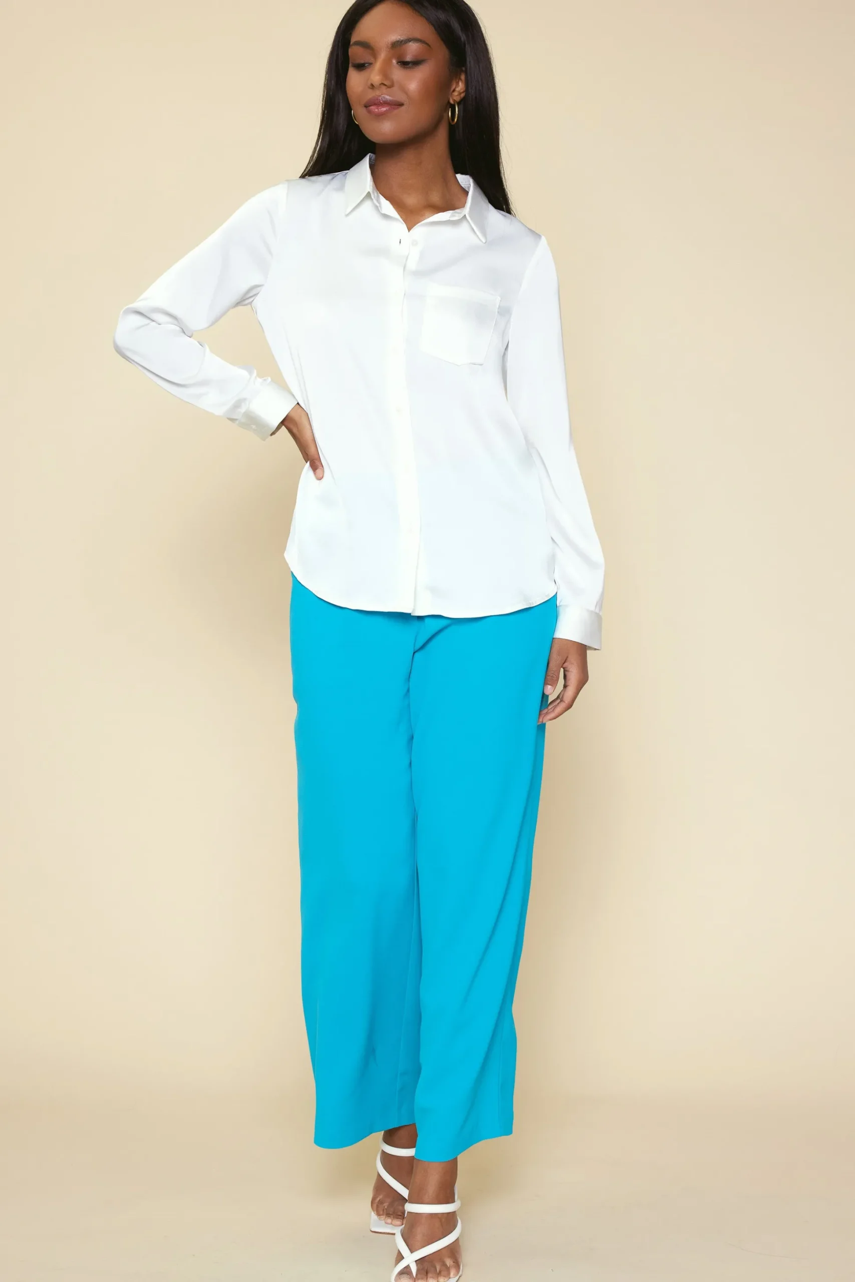Satin Button Down Shirt