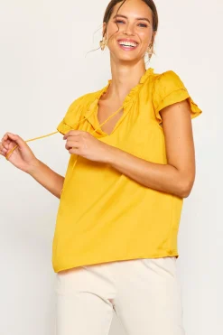 Satin Ruffled Detail Top