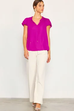 Satin Ruffled Detail Top