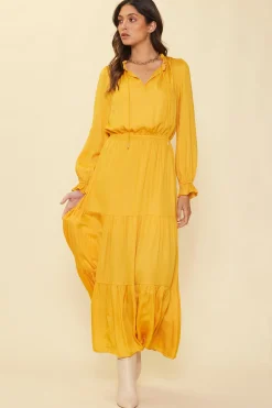 Satin Ruffled Maxi Dress
