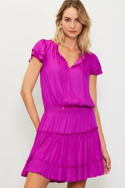 Satin Ruffled Sleeve Mini Dress