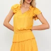 Satin Ruffled Sleeve Mini Dress