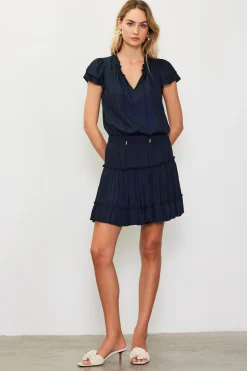 Satin Ruffled Sleeve Mini Dress