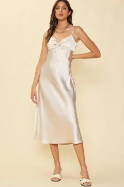 Satin Tie Front Slip Dress