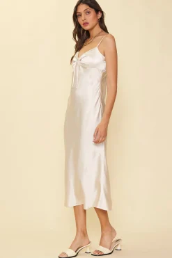 Satin Tie Front Slip Dress