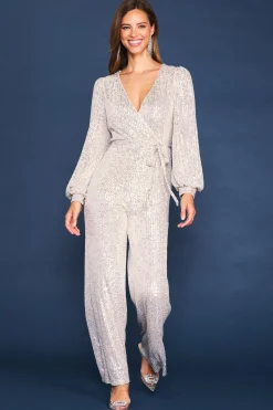 Sequin Wrap Jumpsuit