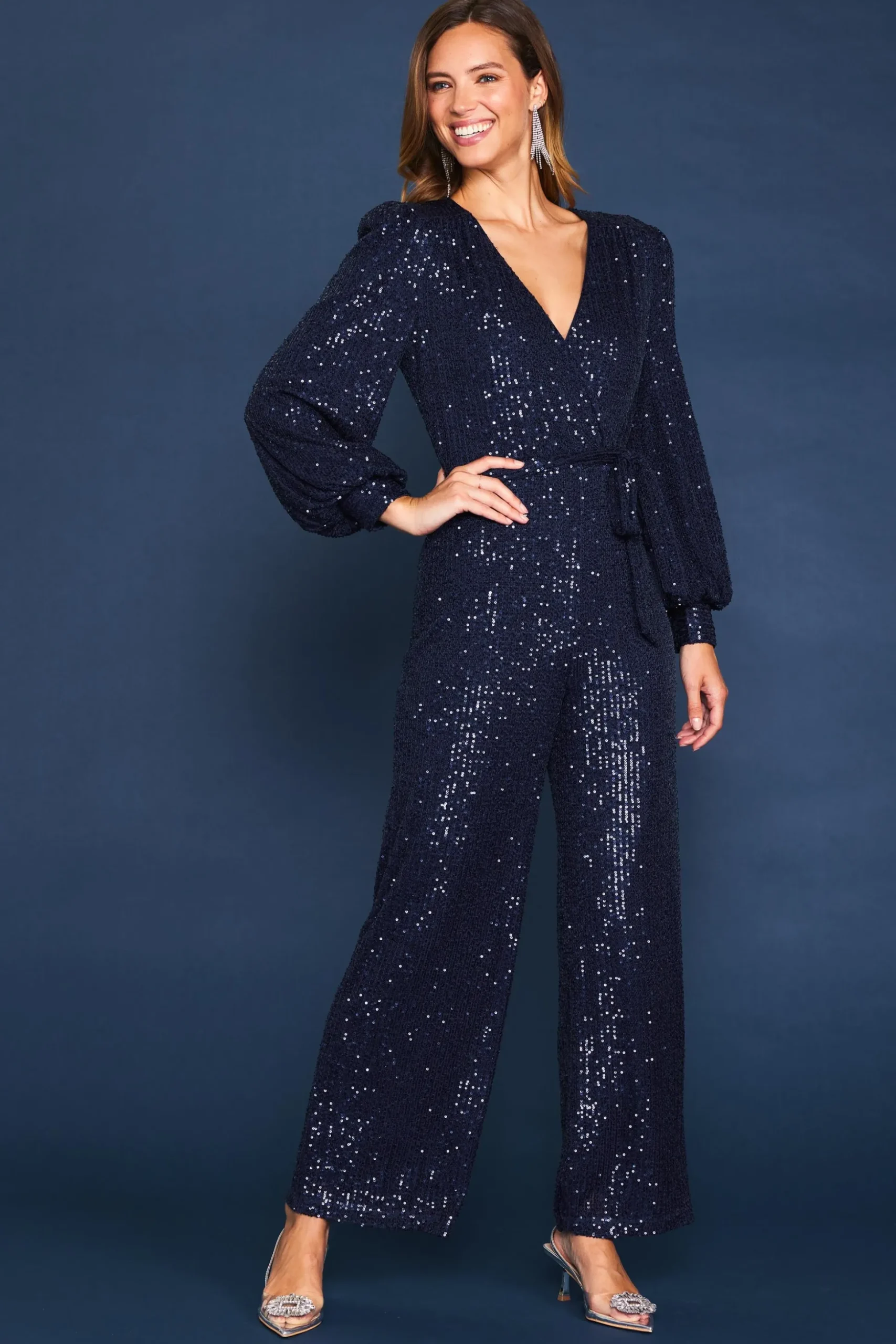 Sequin Wrap Jumpsuit