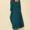 Shimmery Pleated Midi Dress