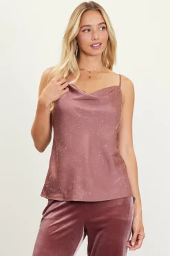 Shimmery Satin Cowl Neck Cami