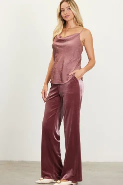 Shimmery Satin Cowl Neck Cami