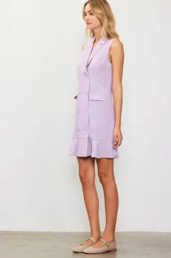 Sleeveless Double Breasted Coat Dress