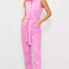 Sleeveless Washed Denim Jumpsuit