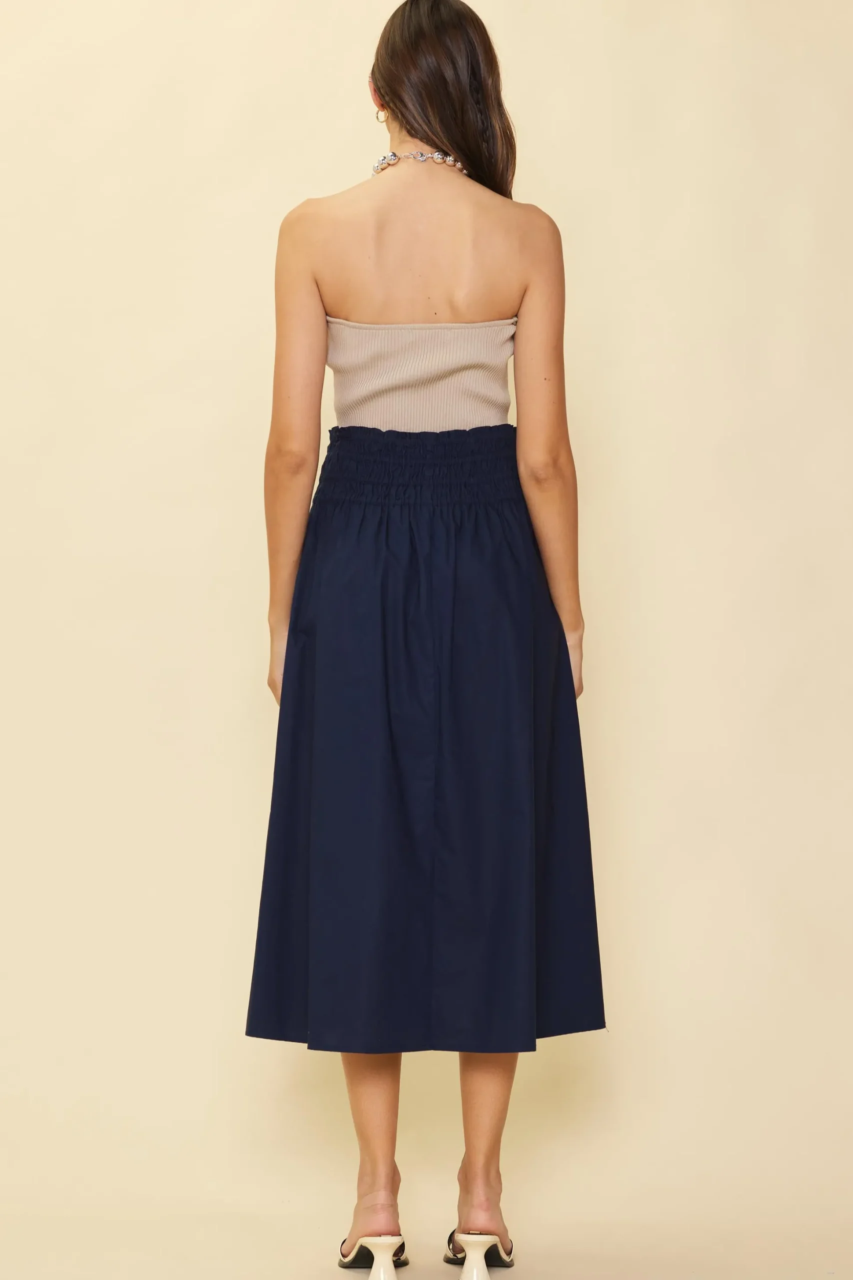 Smocked Waist Flared Skirt