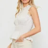 Smocking Poplin Sleeveless Top