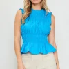 Smocking Poplin Sleeveless Top