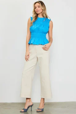 Smocking Poplin Sleeveless Top
