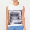 Stripe Ruffle Sleeve Knit Top