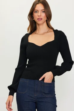 Sweetheart Neck Longsleeve Knit Top