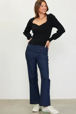 Sweetheart Neck Longsleeve Knit Top