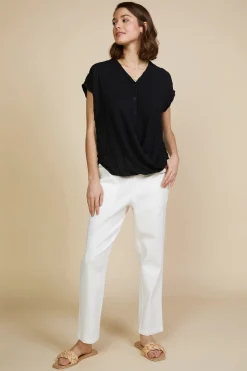 Textured Striped Buttoned Top