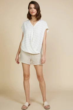 Textured Striped Buttoned Top