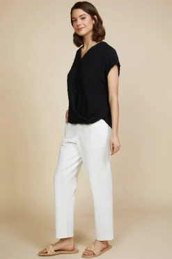 Textured Striped Buttoned Top