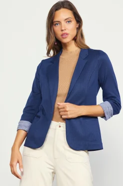 Three Quarter Sleeve Knit Blazer